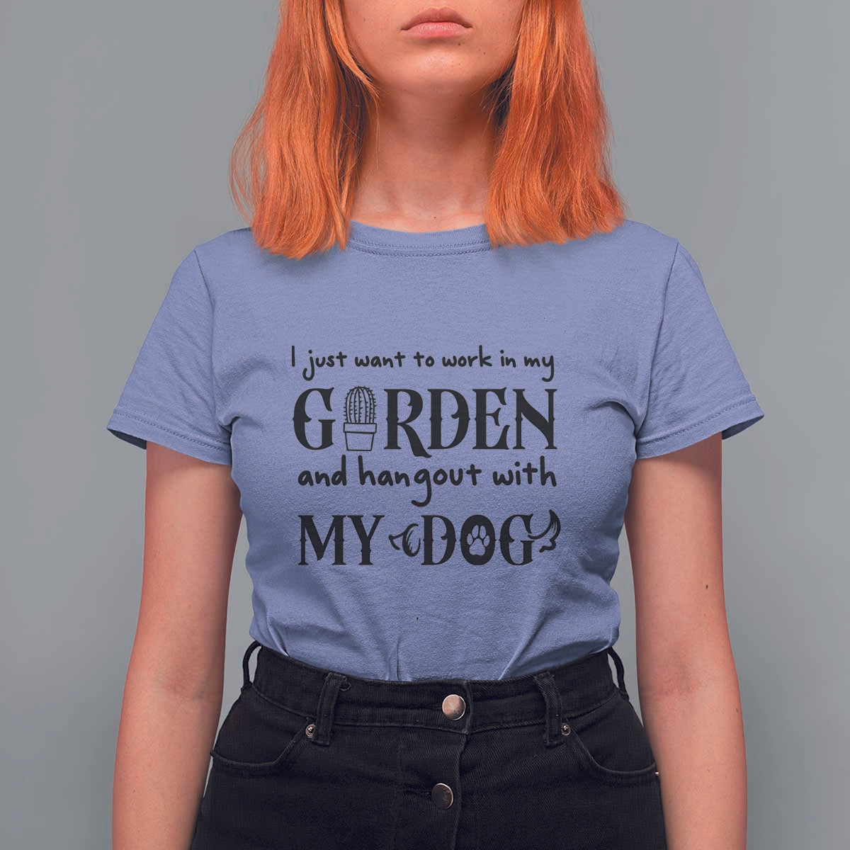 Gardener Dog Lover Gift T Shirt For Women I Just Want To Garden And Hangout With My Dog - Wonder Print Shop