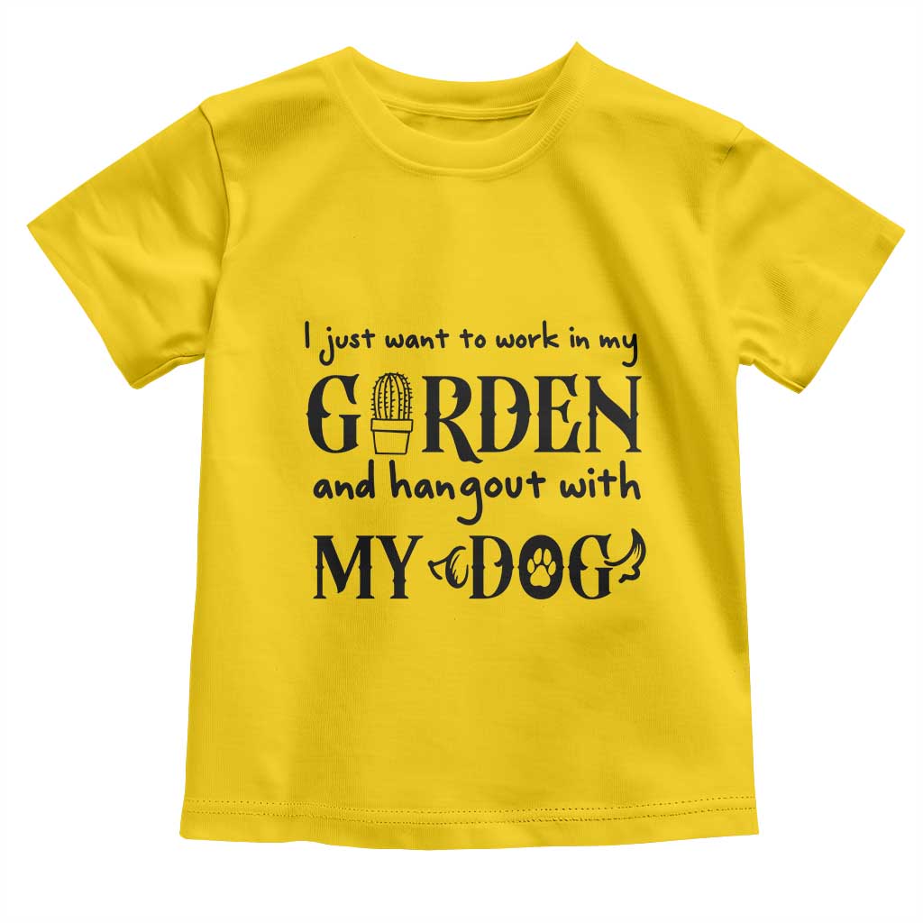 Gardener Dog Lover Gift Toddler T Shirt I Just Want To Garden And Hangout With My Dog - Wonder Print Shop