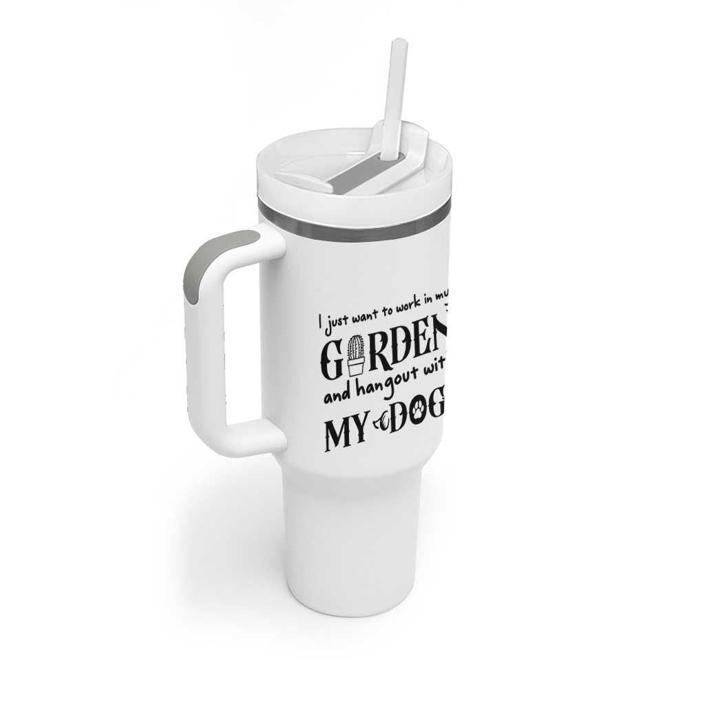 Gardener Dog Lover Gift Tumbler With Handle I Just Want To Garden And Hangout With My Dog - Wonder Print Shop