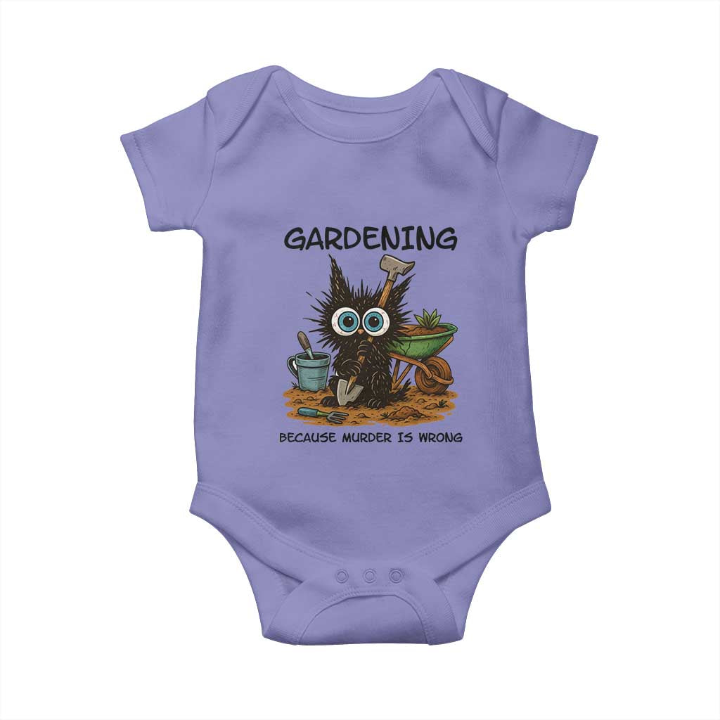 Gardening Because Murder Is Wrong Baby Onesie Funny Black Cat Gardener Gift - Wonder Print Shop
