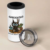 Gardening Because Murder Is Wrong 4 in 1 Can Cooler Tumbler Funny Black Cat Gardener Gift - Wonder Print Shop