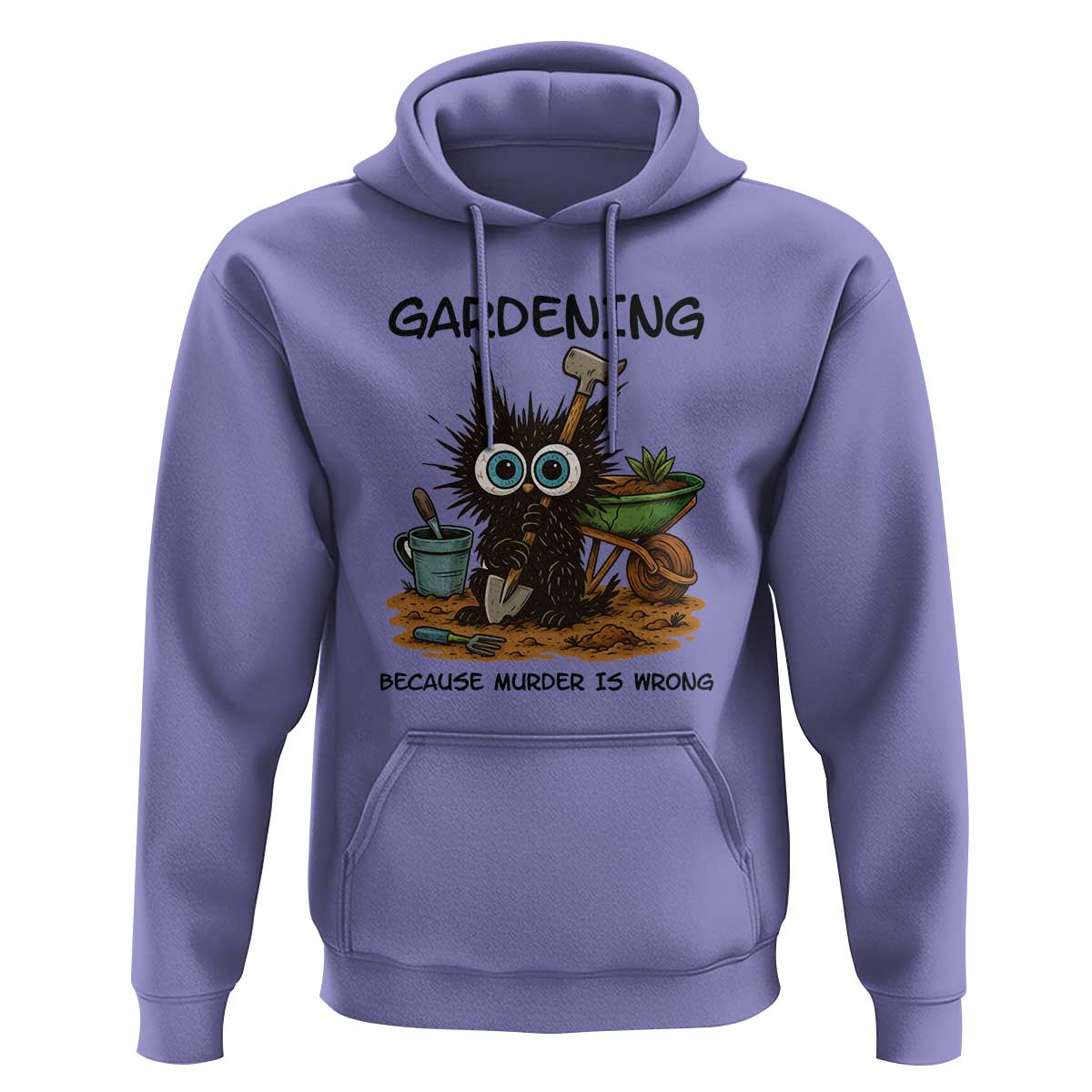 Gardening Because Murder Is Wrong Hoodie Funny Black Cat Gardener Gift - Wonder Print Shop