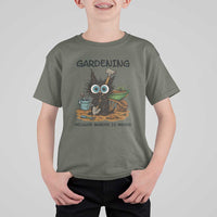 Gardening Because Murder Is Wrong T Shirt For Kid Funny Black Cat Gardener Gift - Wonder Print Shop