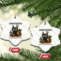 Gardening Because Murder Is Wrong Ceramic Ornament Funny Black Cat Gardener Gift - Wonder Print Shop