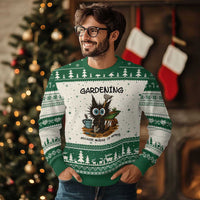 Gardening Because Murder Is Wrong Ugly Christmas Sweater Funny Black Cat Gardener Gift - Wonder Print Shop