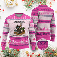 Gardening Because Murder Is Wrong Ugly Christmas Sweater Funny Black Cat Gardener Gift - Wonder Print Shop