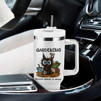 Gardening Because Murder Is Wrong Tumbler With Handle Funny Black Cat Gardener Gift - Wonder Print Shop