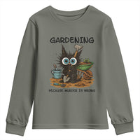 Gardening Because Murder Is Wrong Youth Sweatshirt Funny Black Cat Gardener Gift - Wonder Print Shop