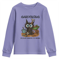 Gardening Because Murder Is Wrong Youth Sweatshirt Funny Black Cat Gardener Gift - Wonder Print Shop