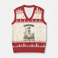 Gardening Because Murder Is Wrong Skeleton V-Neck Knit Sweater Vest Funny Gift For Gardener - Wonder Print Shop