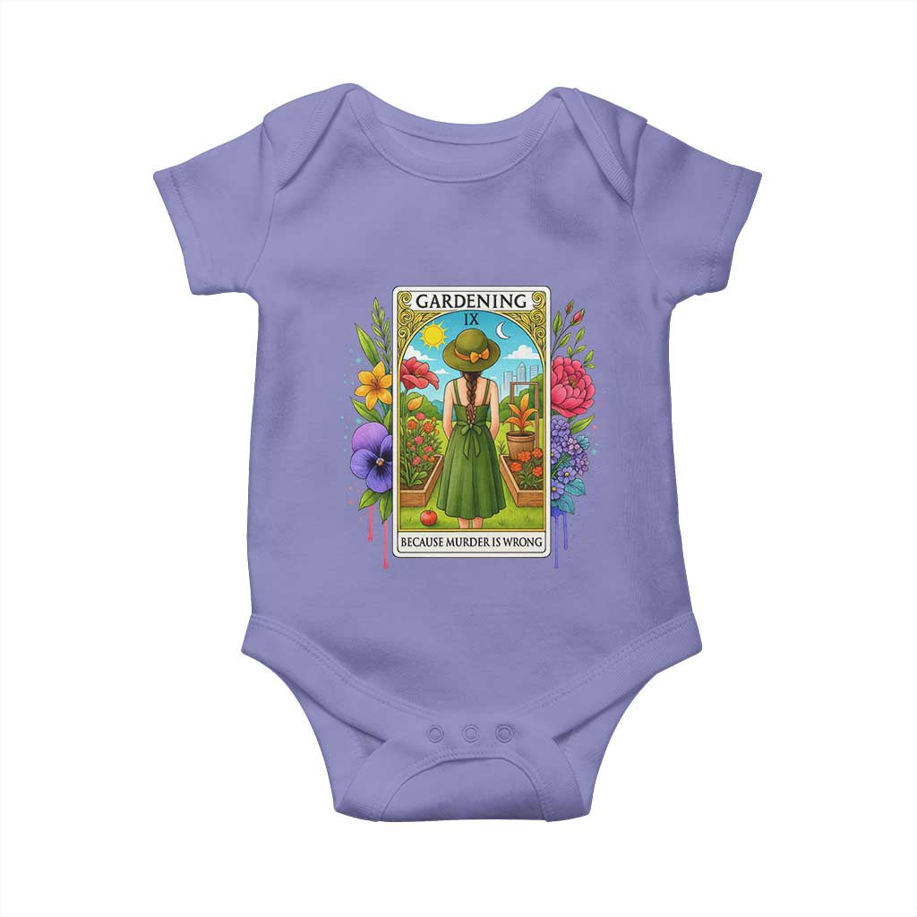 Funny Gardening Because Murder Is Wrong Baby Onesie Garden Girl Floral Tarot Graphic - Wonder Print Shop