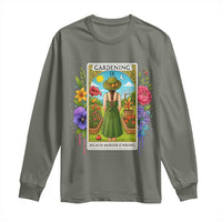 Funny Gardening Because Murder Is Wrong Long Sleeve Shirt Garden Girl Floral Tarot Graphic - Wonder Print Shop