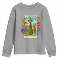 Funny Gardening Because Murder Is Wrong Youth Sweatshirt Garden Girl Floral Tarot Graphic - Wonder Print Shop