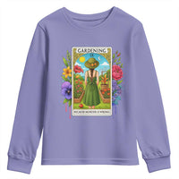 Funny Gardening Because Murder Is Wrong Youth Sweatshirt Garden Girl Floral Tarot Graphic - Wonder Print Shop