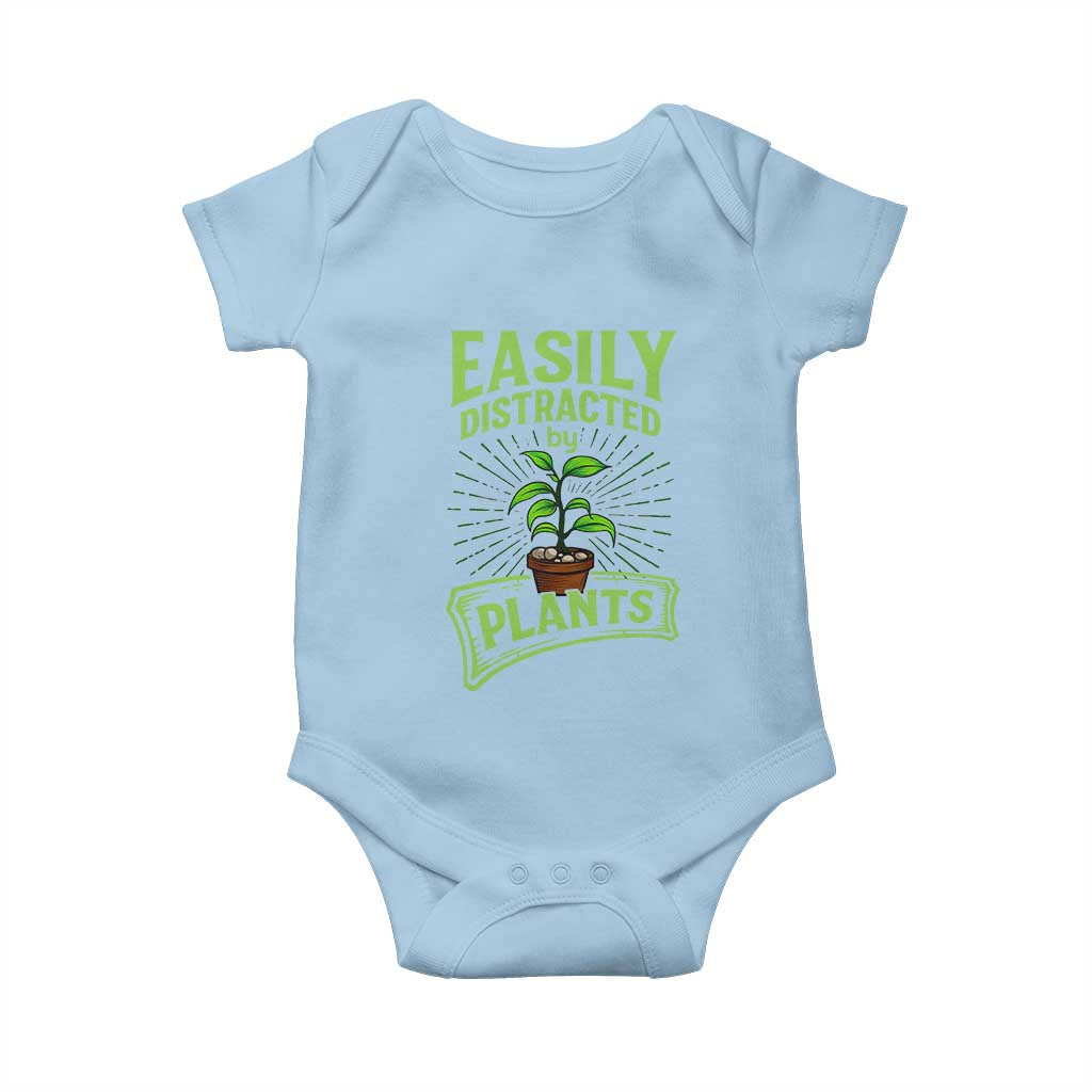 Easily Distracted By Plants Baby Onesie Funny Gardening Lover Gift - Wonder Print Shop