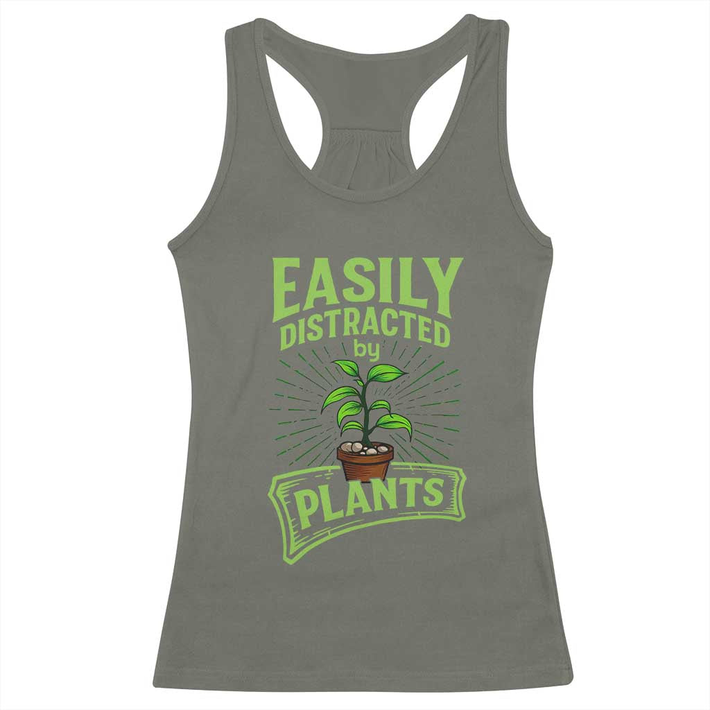 Easily Distracted By Plants Racerback Tank Top Funny Gardening Lover Gift - Wonder Print Shop
