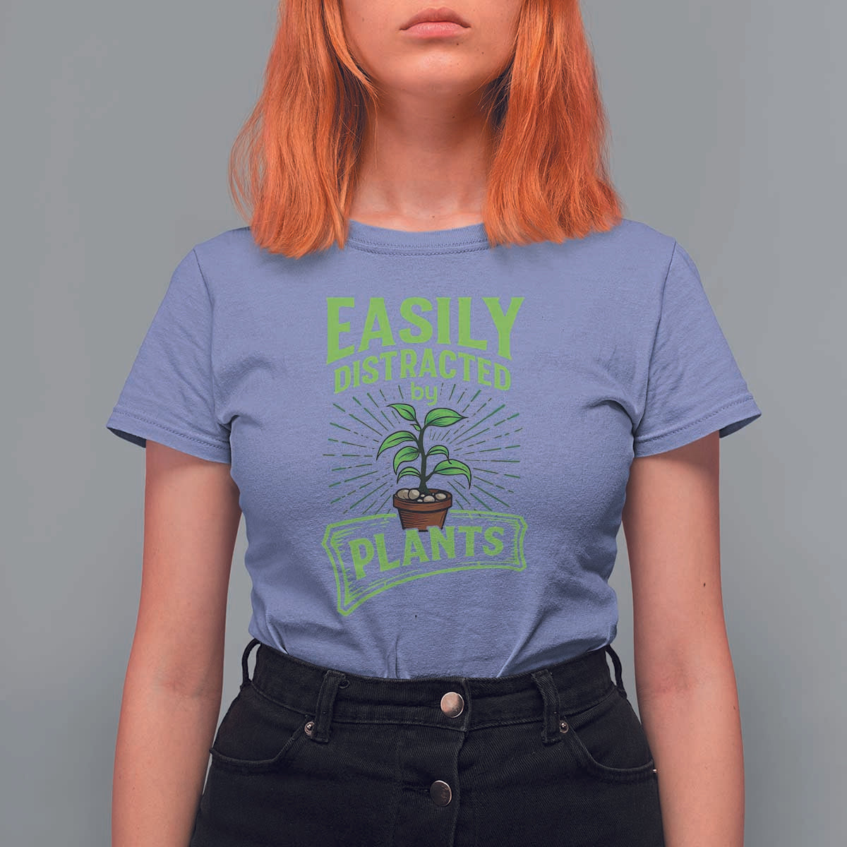 Easily Distracted By Plants T Shirt For Women Funny Gardening Lover Gift - Wonder Print Shop