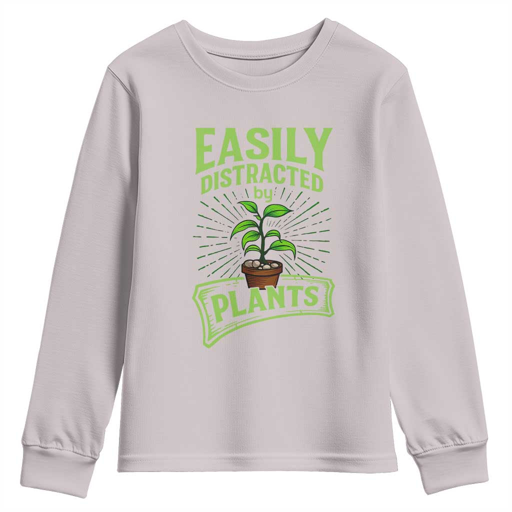 Easily Distracted By Plants Youth Sweatshirt Funny Gardening Lover Gift - Wonder Print Shop