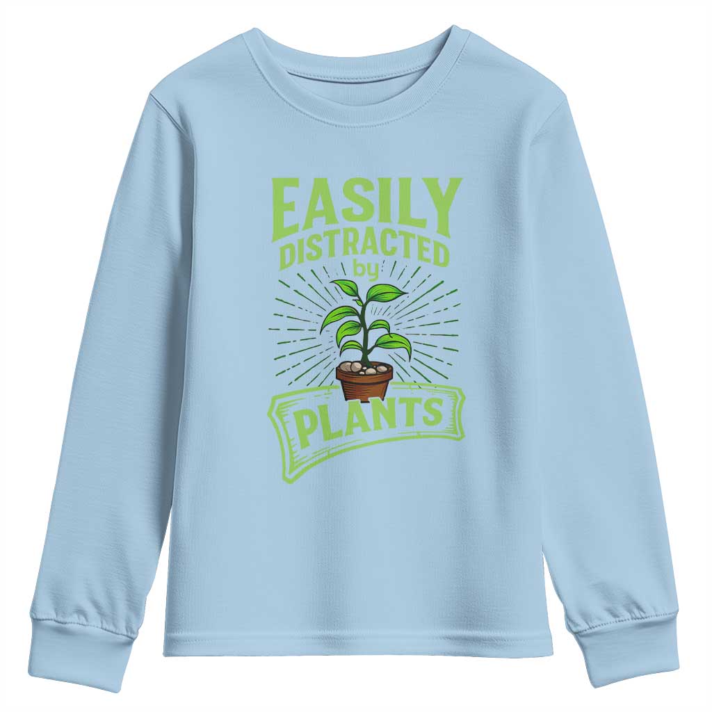 Easily Distracted By Plants Youth Sweatshirt Funny Gardening Lover Gift - Wonder Print Shop