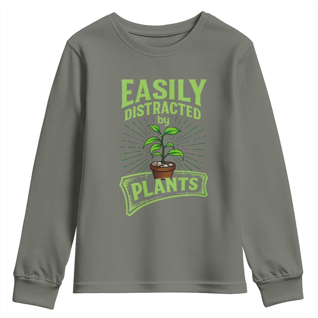 Easily Distracted By Plants Youth Sweatshirt Funny Gardening Lover Gift - Wonder Print Shop