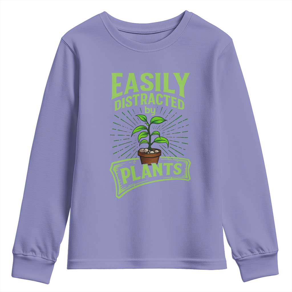 Easily Distracted By Plants Youth Sweatshirt Funny Gardening Lover Gift - Wonder Print Shop