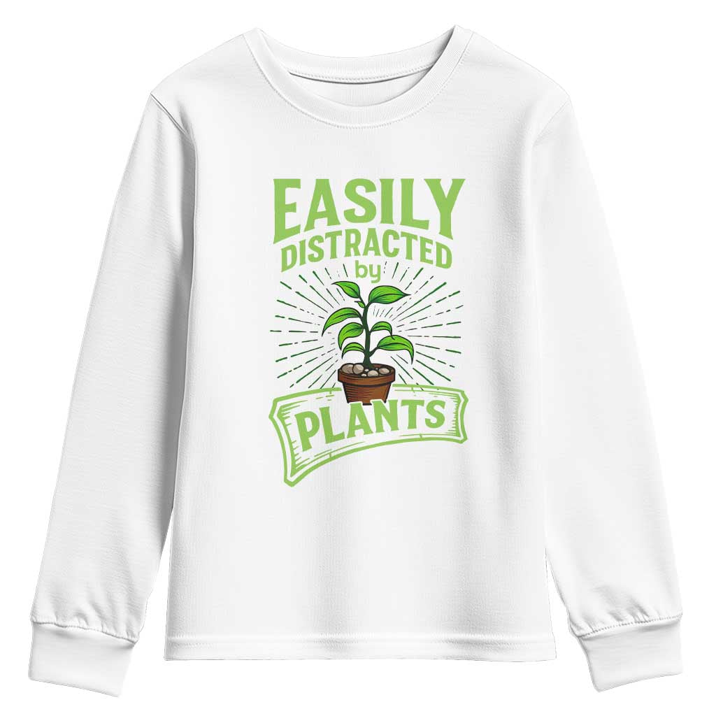 Easily Distracted By Plants Youth Sweatshirt Funny Gardening Lover Gift - Wonder Print Shop