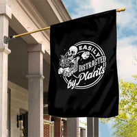 Easily Distracted By Plants Skeleton Garden Flag Funny Gardener Plant Lover - Wonder Print Shop