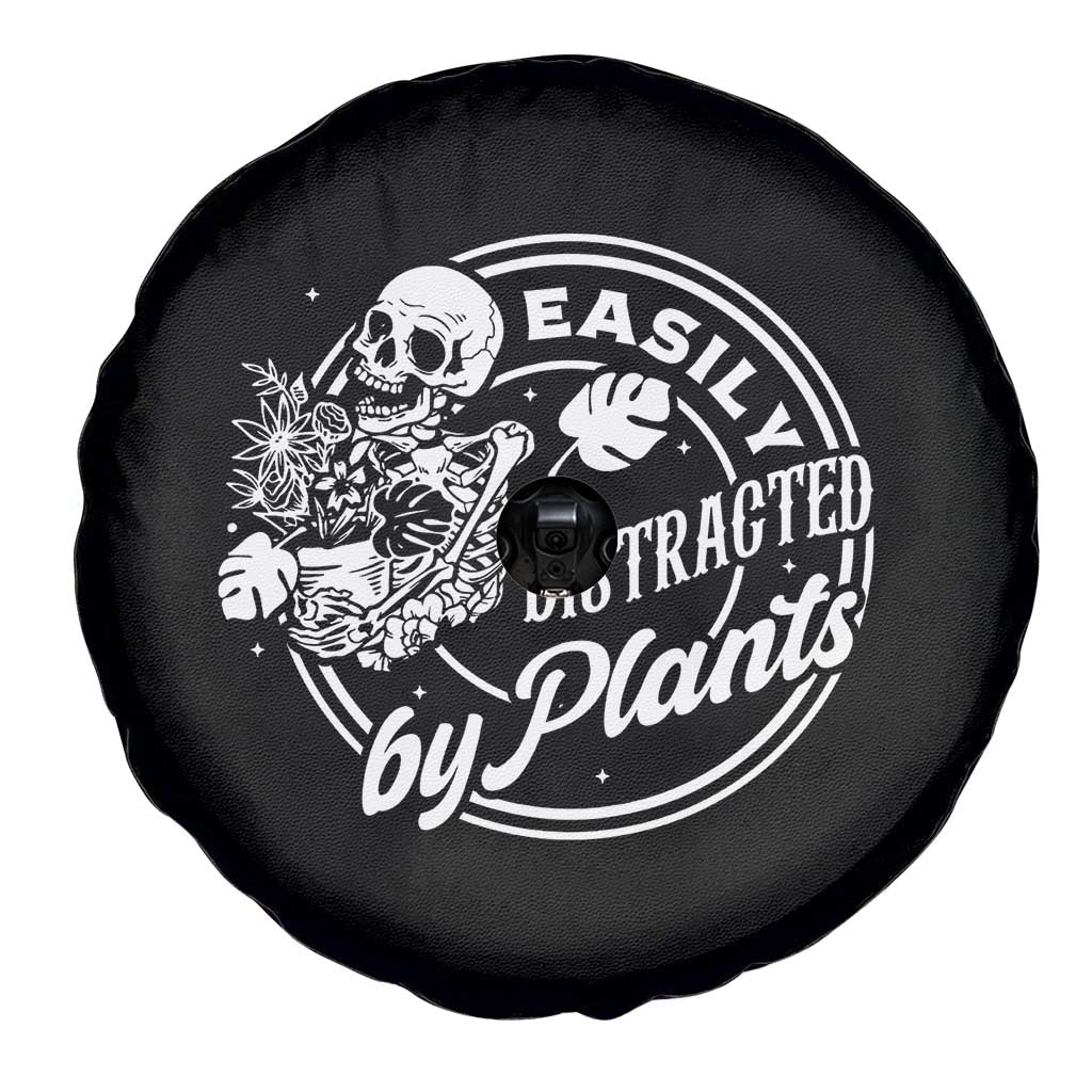 Easily Distracted By Plants Skeleton Spare Tire Cover Funny Gardener Plant Lover - Wonder Print Shop