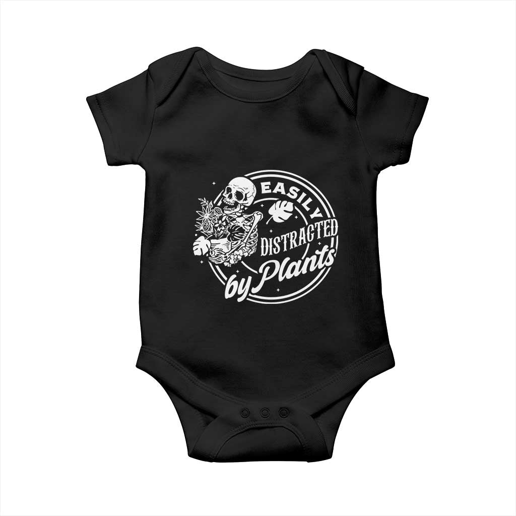 Easily Distracted By Plants Skeleton Baby Onesie Funny Gardener Plant Lover - Wonder Print Shop