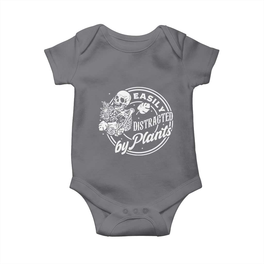 Easily Distracted By Plants Skeleton Baby Onesie Funny Gardener Plant Lover - Wonder Print Shop