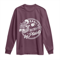 Easily Distracted By Plants Skeleton Long Sleeve Shirt Funny Gardener Plant Lover - Wonder Print Shop