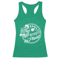 Easily Distracted By Plants Skeleton Racerback Tank Top Funny Gardener Plant Lover - Wonder Print Shop