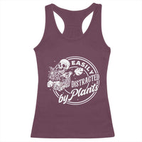 Easily Distracted By Plants Skeleton Racerback Tank Top Funny Gardener Plant Lover - Wonder Print Shop