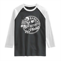 Easily Distracted By Plants Skeleton Raglan Shirt Funny Gardener Plant Lover - Wonder Print Shop