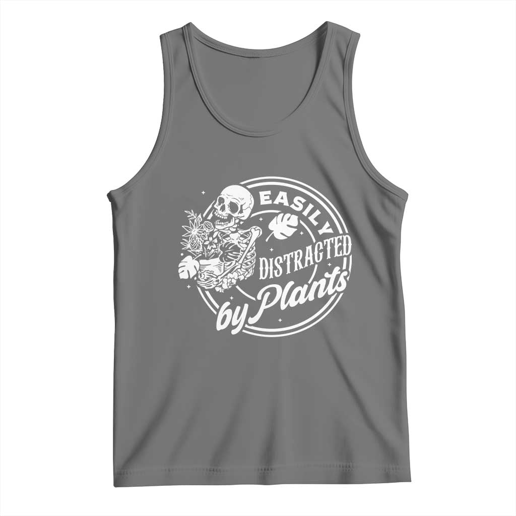 Easily Distracted By Plants Skeleton Tank Top Funny Gardener Plant Lover - Wonder Print Shop
