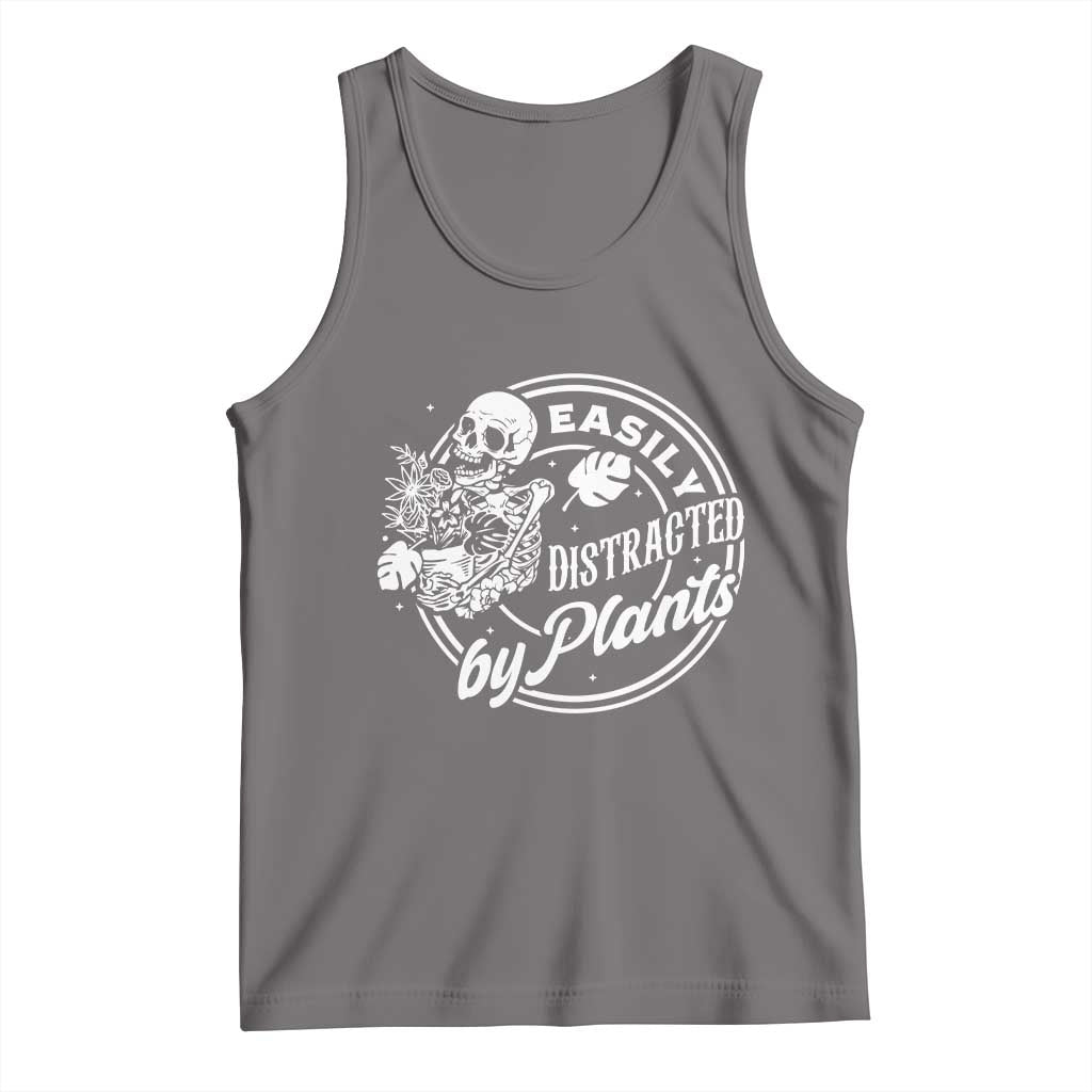 Easily Distracted By Plants Skeleton Tank Top Funny Gardener Plant Lover - Wonder Print Shop