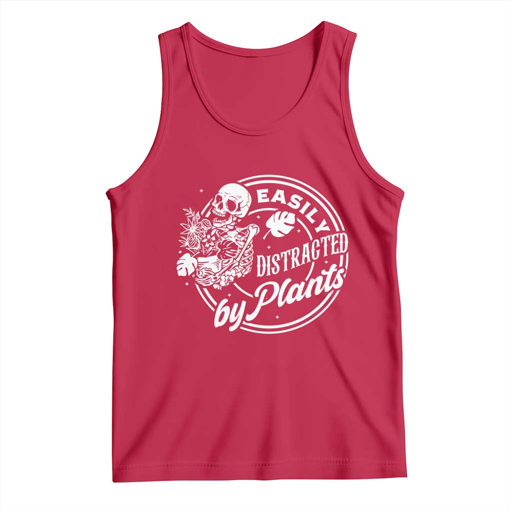 Easily Distracted By Plants Skeleton Tank Top Funny Gardener Plant Lover - Wonder Print Shop