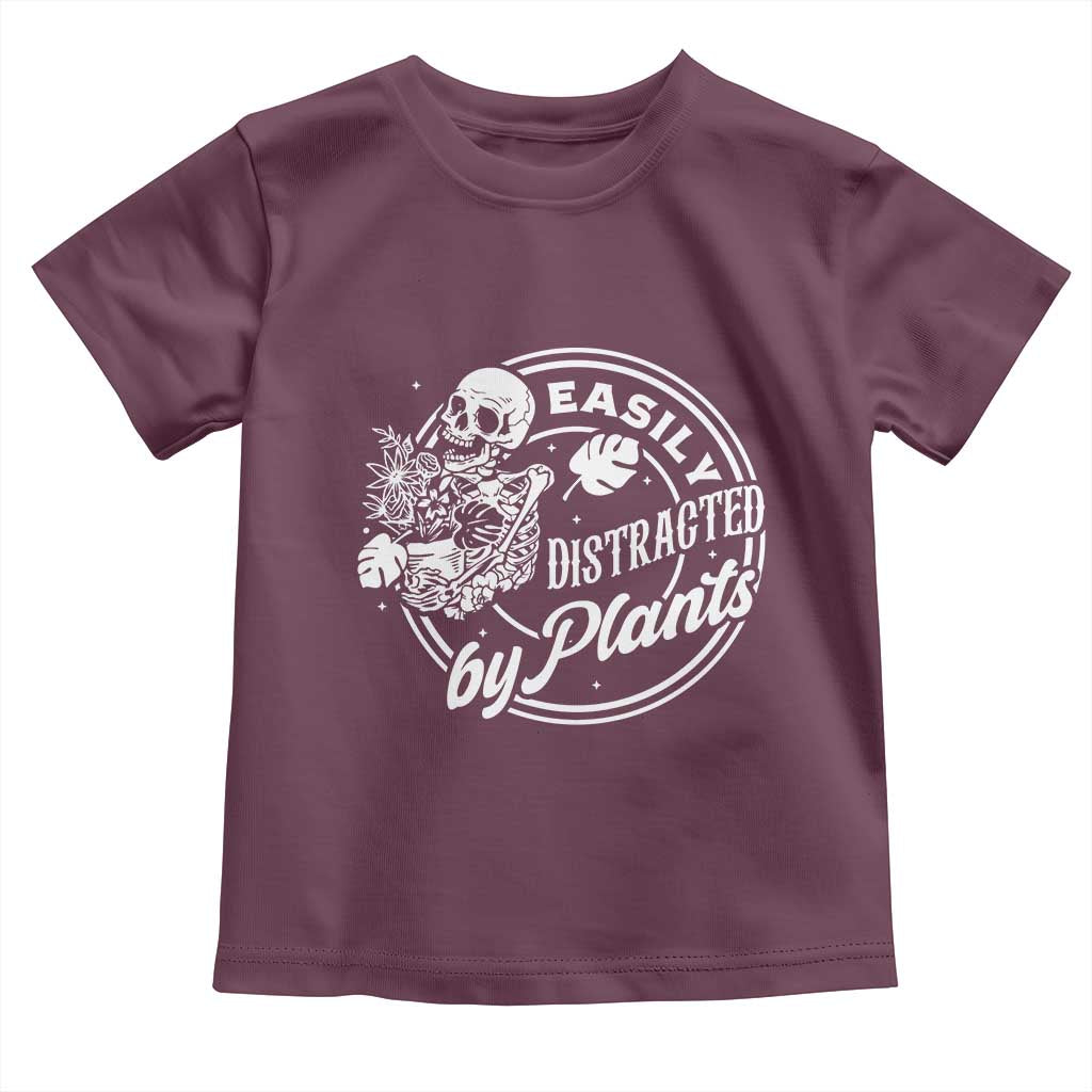 Easily Distracted By Plants Skeleton Toddler T Shirt Funny Gardener Plant Lover - Wonder Print Shop