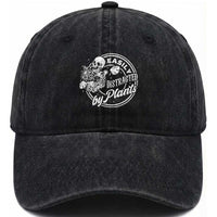 Easily Distracted By Plants Skeleton Washed Cotton Baseball Cap Funny Gardener Plant Lover