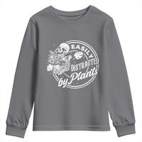 Easily Distracted By Plants Skeleton Youth Sweatshirt Funny Gardener Plant Lover - Wonder Print Shop