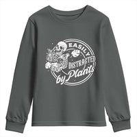 Easily Distracted By Plants Skeleton Youth Sweatshirt Funny Gardener Plant Lover - Wonder Print Shop