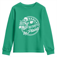 Easily Distracted By Plants Skeleton Youth Sweatshirt Funny Gardener Plant Lover - Wonder Print Shop