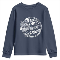 Easily Distracted By Plants Skeleton Youth Sweatshirt Funny Gardener Plant Lover - Wonder Print Shop