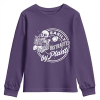 Easily Distracted By Plants Skeleton Youth Sweatshirt Funny Gardener Plant Lover - Wonder Print Shop