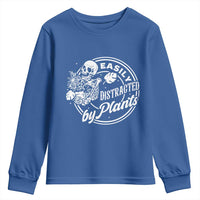 Easily Distracted By Plants Skeleton Youth Sweatshirt Funny Gardener Plant Lover - Wonder Print Shop