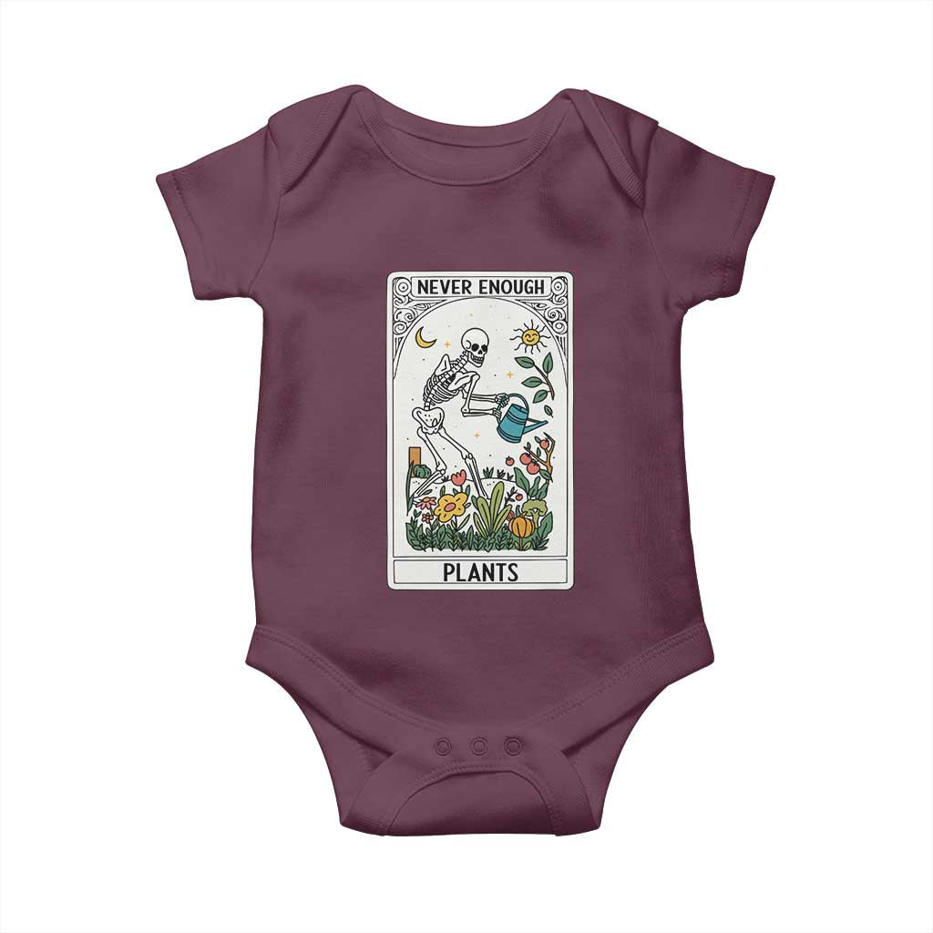Funny Never Enough Plants Gardening Skeleton Baby Onesie Plant Lover Gift Tarot Card Graphic - Wonder Print Shop