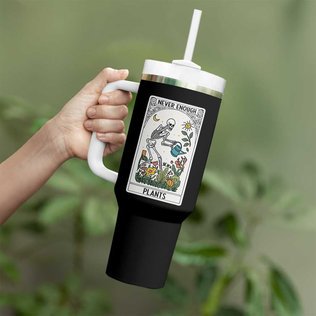 Funny Never Enough Plants Gardening Skeleton Tumbler With Handle Plant Lover Gift Tarot Card Graphic - Wonder Print Shop