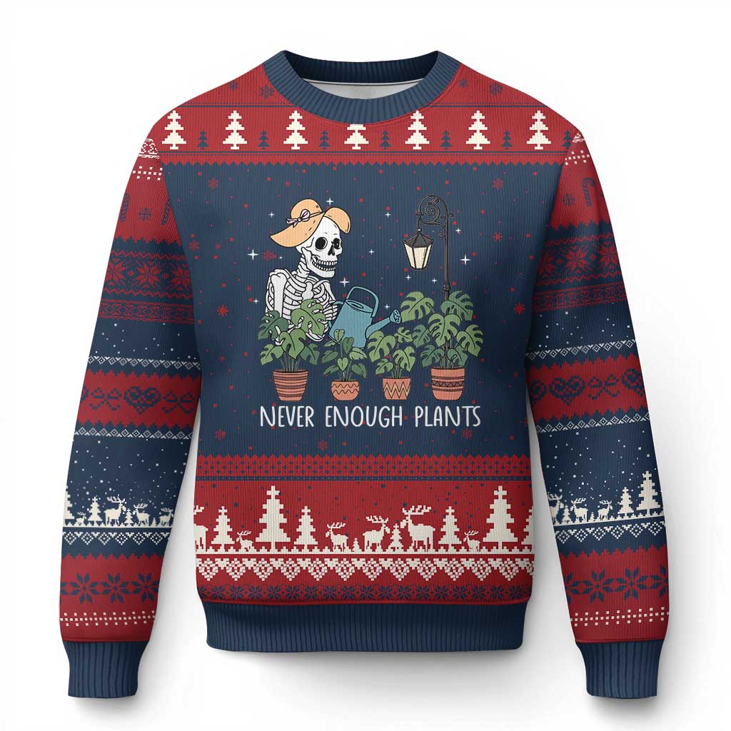 Skeleton Monstera Lover Ugly Christmas Sweater Never Enough Plants - Wonder Print Shop