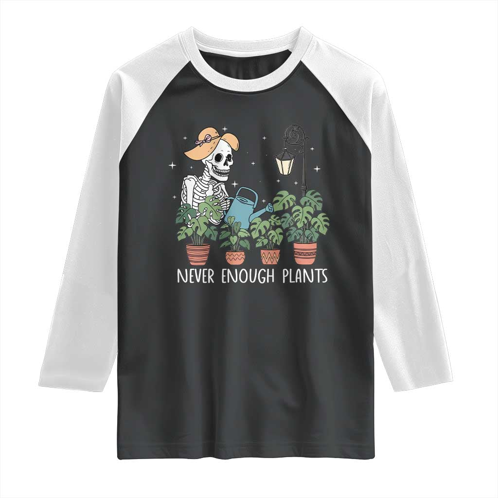 Skeleton Monstera Lover Raglan Shirt Never Enough Plants - Wonder Print Shop