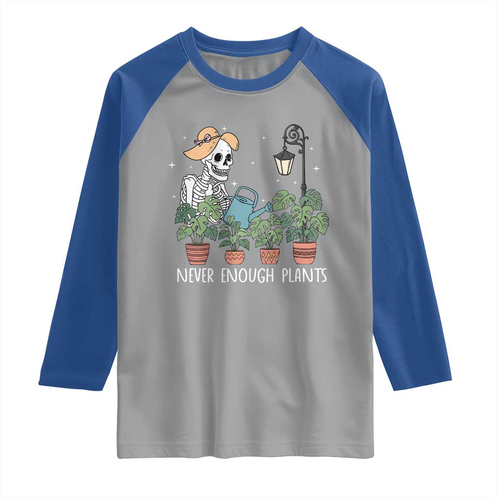 Skeleton Monstera Lover Raglan Shirt Never Enough Plants - Wonder Print Shop